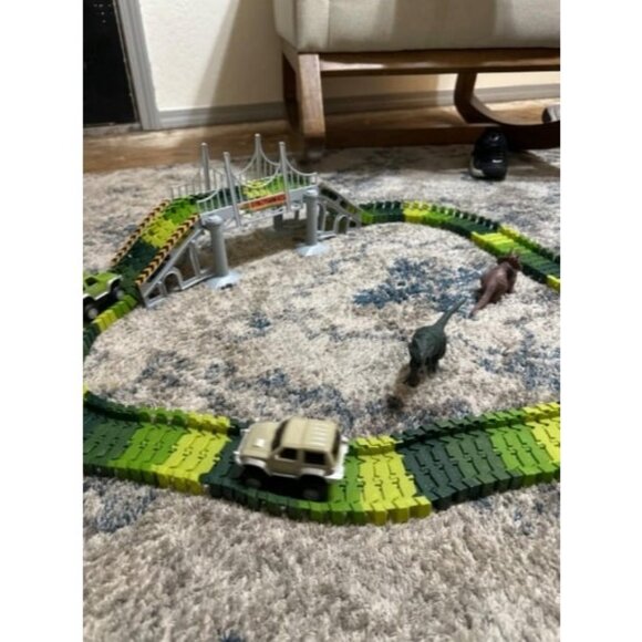 Dinosaur Jurassic Race Track Train Glow in The Dark World Toy Set